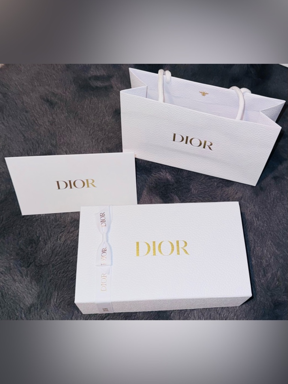 Dior White Gift Box Set With Bag & Card & Ribbon | Brand New | 8.75x5x3in